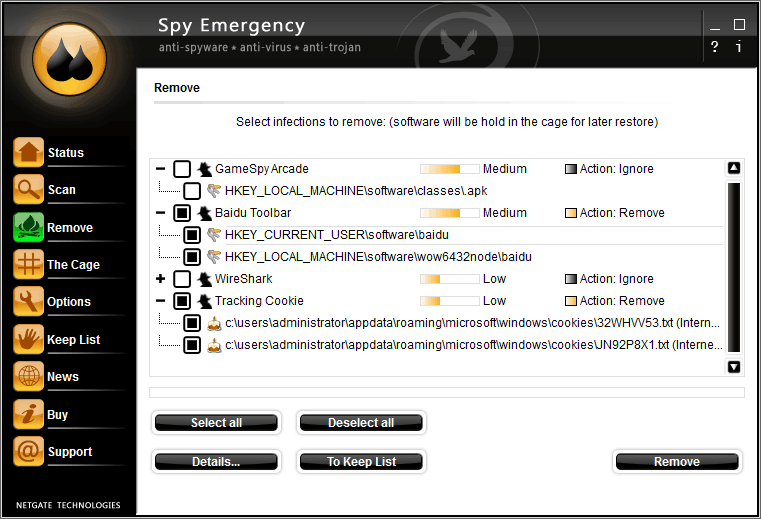 NETGATE Spy Emergency特色